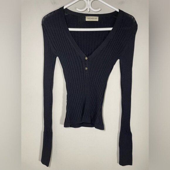 Nicholas Zia Ribbed Henley Sweater size XS - Picture 4 of 10